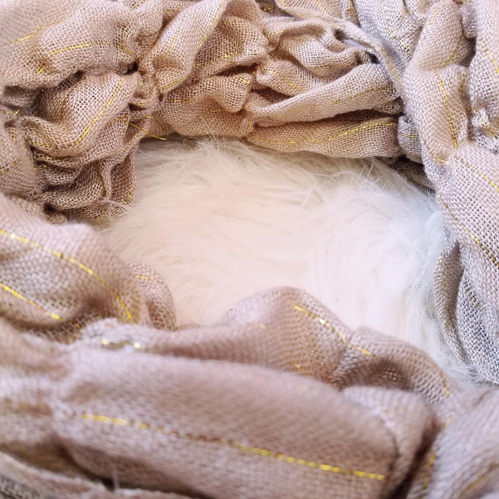 Tan & Gold Ruched Infinity Scarf - Picture 8 of 8